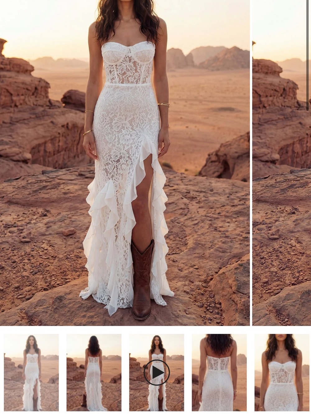 NWT WedTrend Strapless Lace Boho Wedding Dress – Ivory – Size 2